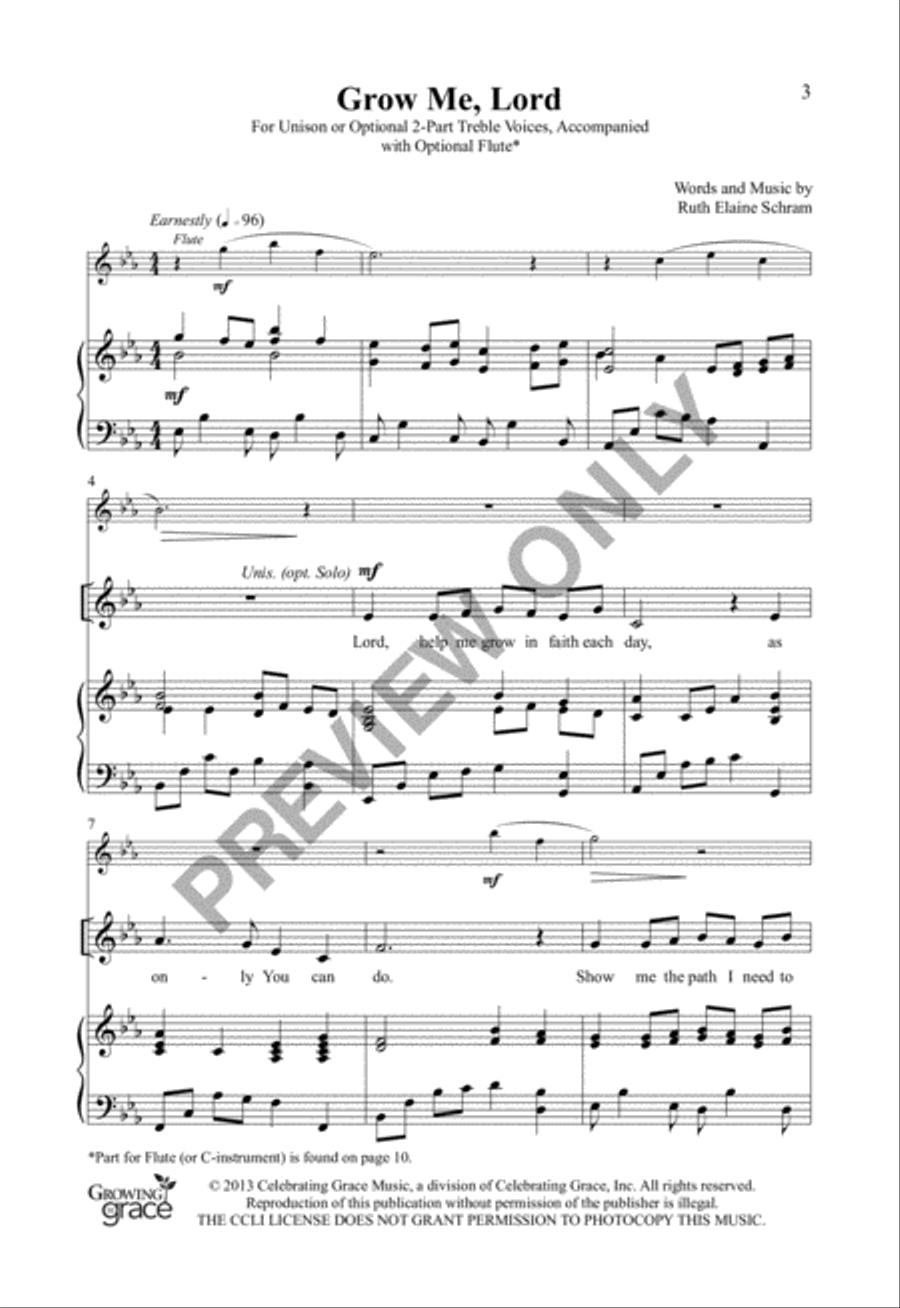 Grow Me, Lord Unison Choir scores gallery preview page 2