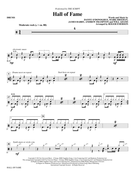Hall of Fame (feat. Will.I.Am) (arr. Roger Emerson) - Drums