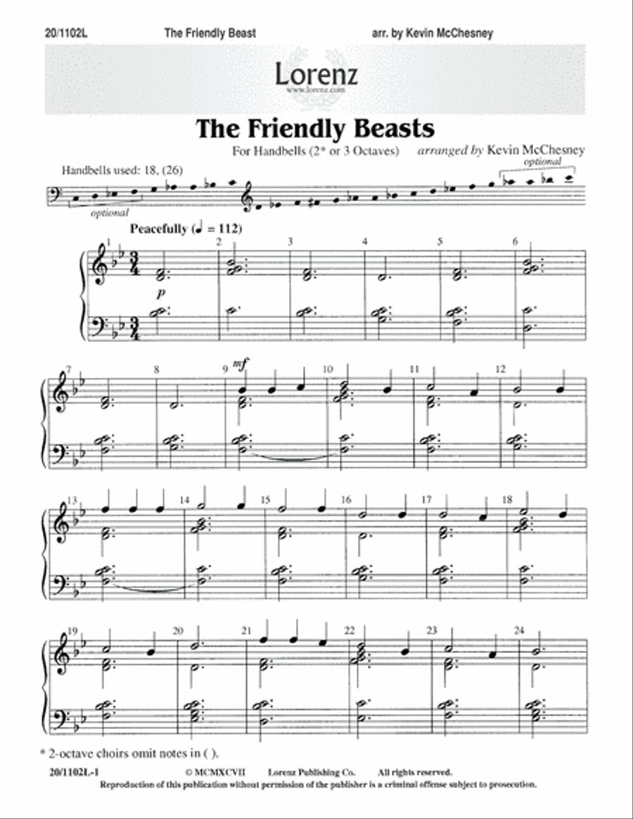 The Friendly Beasts The Friendly Beasts 3-Octaves scores gallery preview page 1