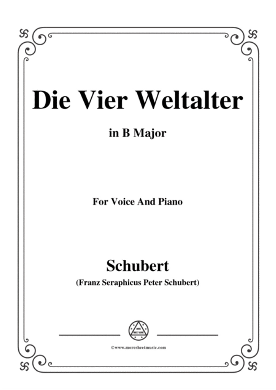 Schubert-Die Vier Weltalter,Op.111 No.3,in B Major,for Voice&Piano Voice scores gallery preview page 1