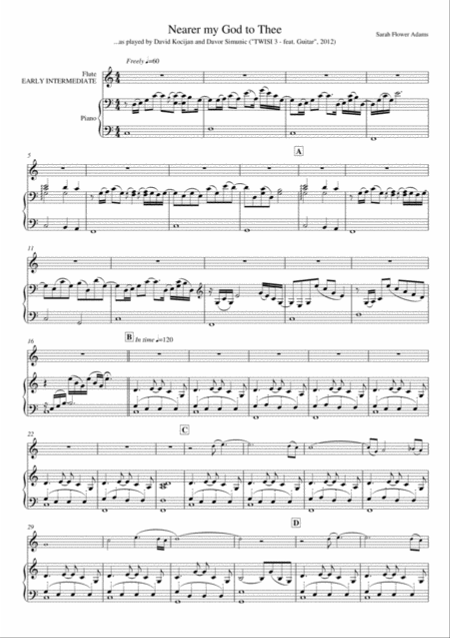 Nearer my God to Thee (piano & flute) - EARLY/INTERMEDIATE