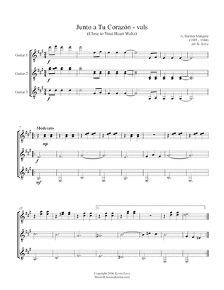 Junto a Tu Corazón (Guitar Trio) - Score and Parts