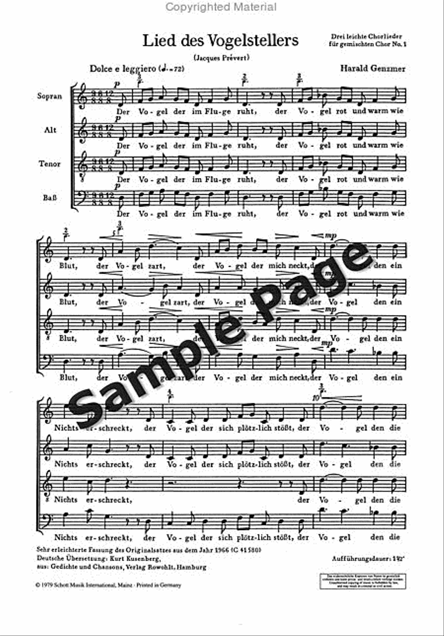 Birdcatcher's Song Birdcatcher's Song 4-Part scores gallery preview page 3
