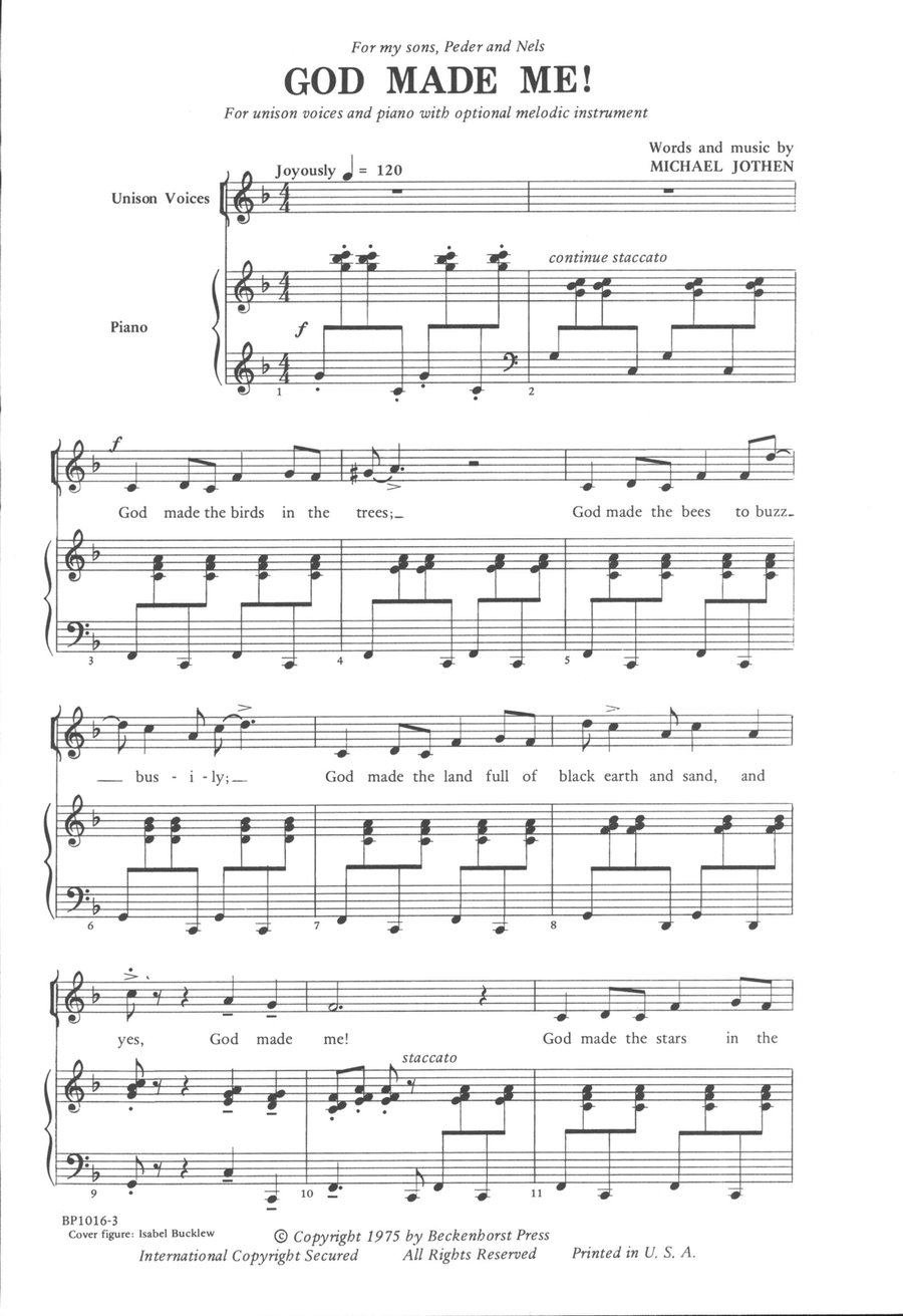 God Made Me! Unison Choir scores gallery preview page 2