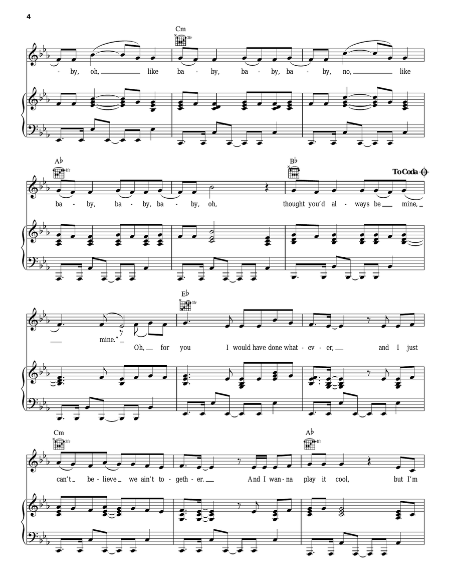 Baby (feat. Ludacris) Piano, Vocal, Guitar scores gallery preview page 4