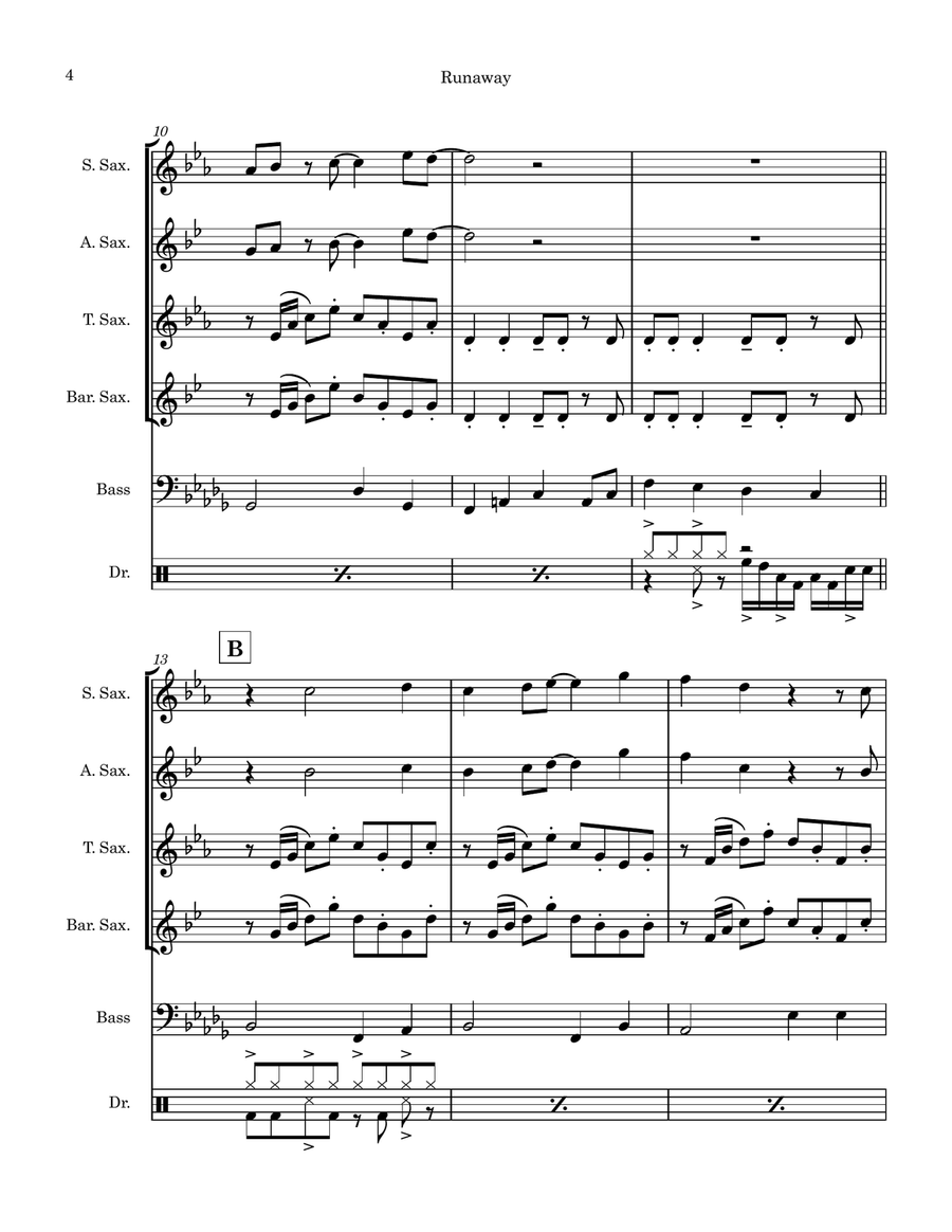 Runaway Saxophone Quartet scores gallery preview page 4