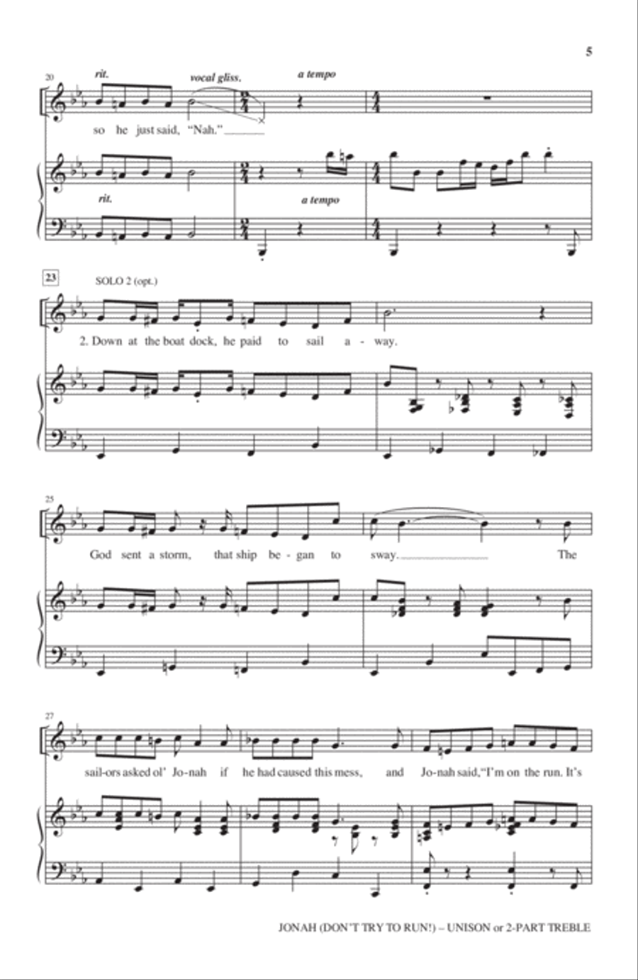 Jonah (Don't Try To Run!) Unison Choir scores gallery preview page 3