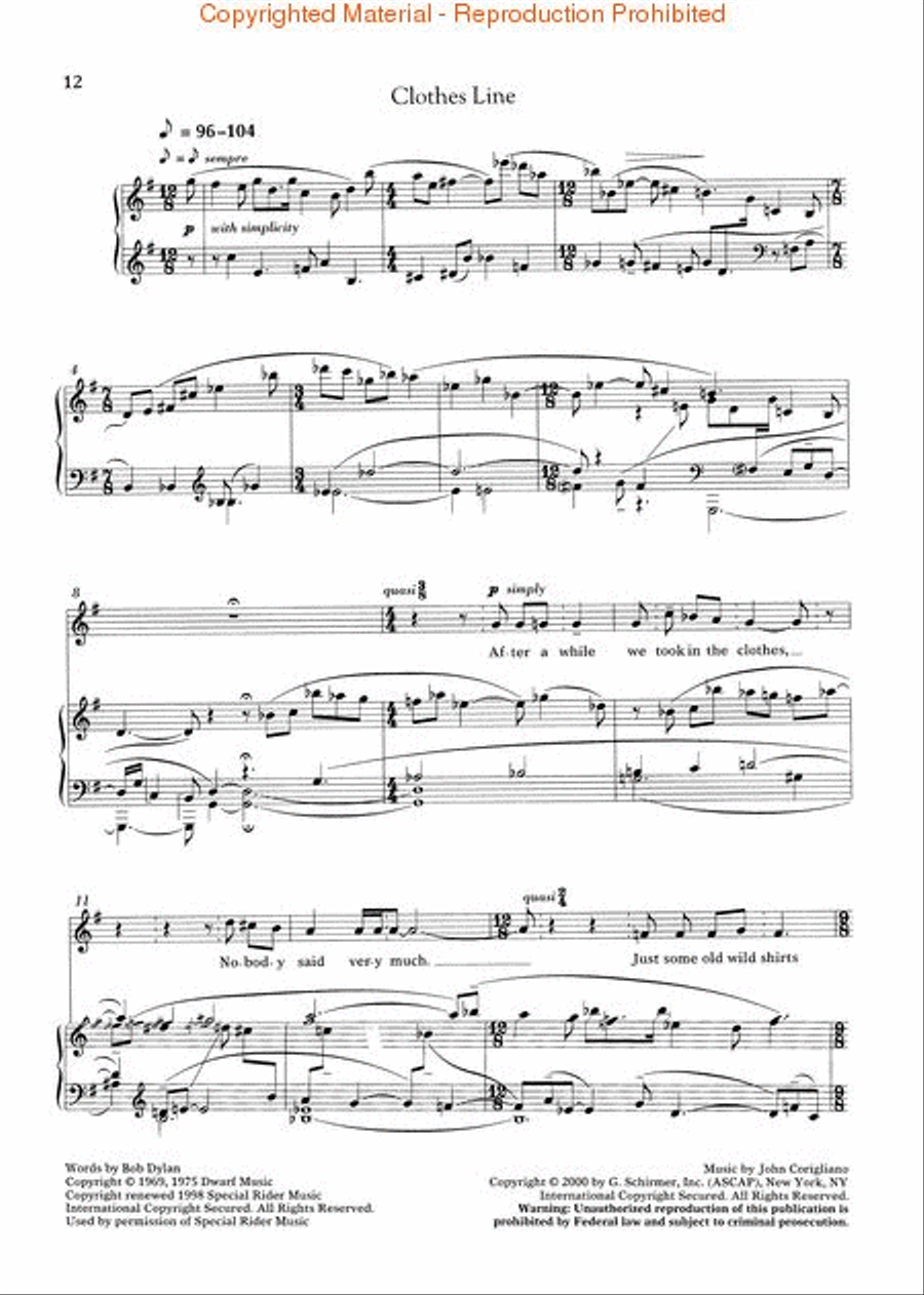Mr. Tambourine Man: Seven Poems of Bob Dylan Piano, Vocal scores gallery preview page 3