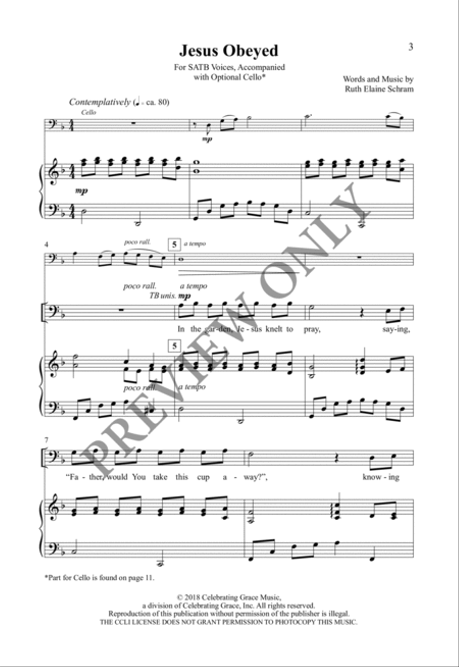 Jesus Obeyed 4-Part scores gallery preview page 2