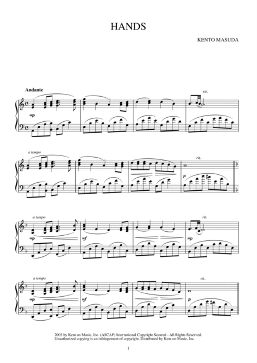 HANDS Piano Solo scores gallery preview page 2