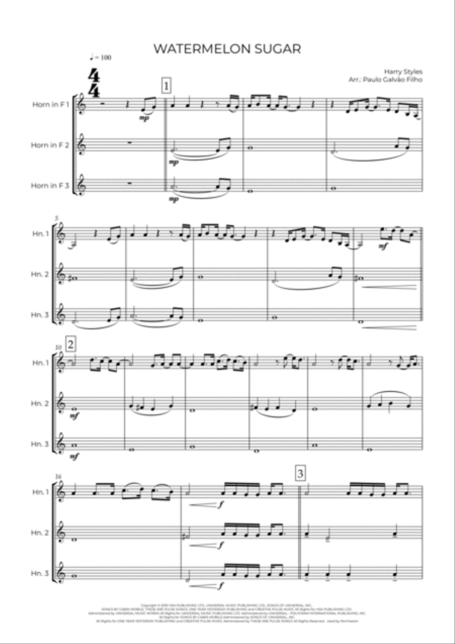 Watermelon Sugar Brass Ensemble scores gallery preview page 2