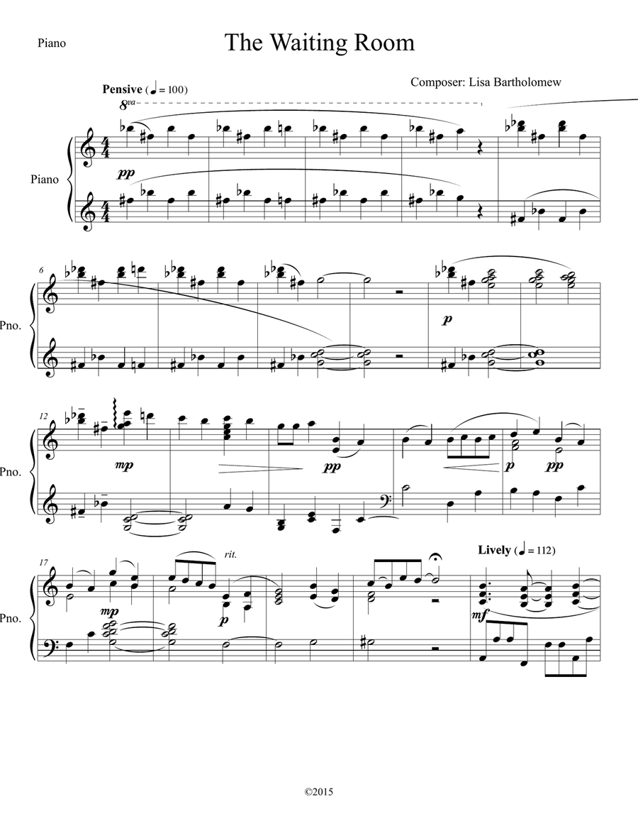 The Waiting Room Piano Solo scores gallery preview page 1