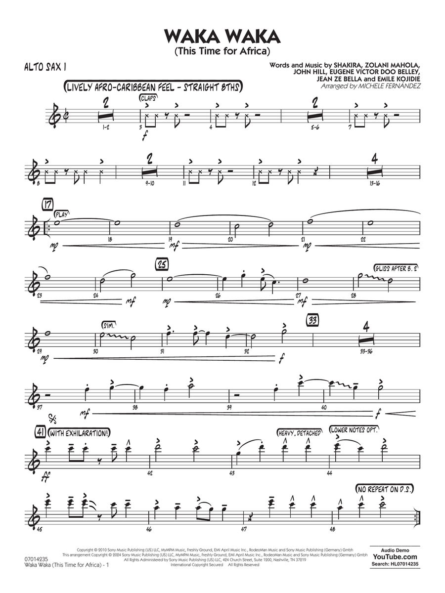 Waka Waka (This Time for Africa) - Alto Sax 1 Jazz Ensemble scores gallery preview page 1