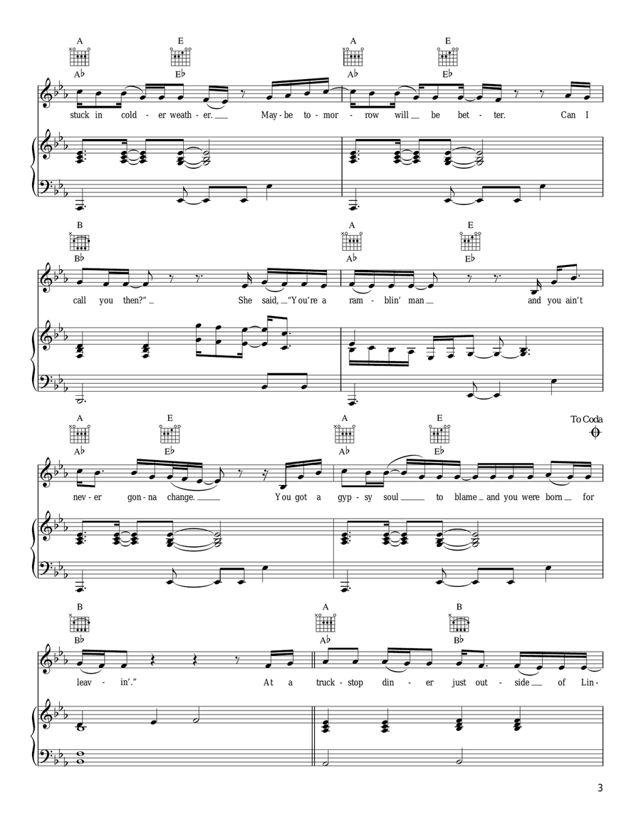 Colder Weather Piano, Vocal, Guitar scores gallery preview page 3
