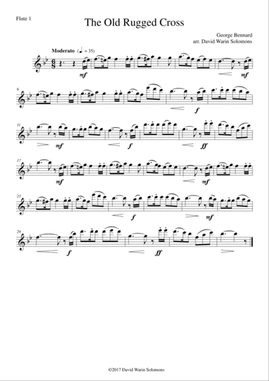The Old Rugged Cross (original version) Flute Quartet Flute Quartet scores gallery preview page 3