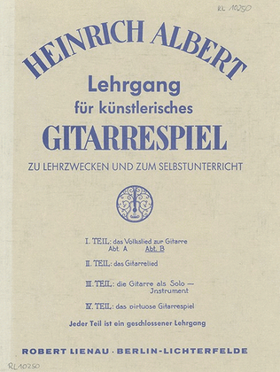 Book cover for Lehrgang für künstlerisches Gitarrespiel Teil 1/Heft 1b