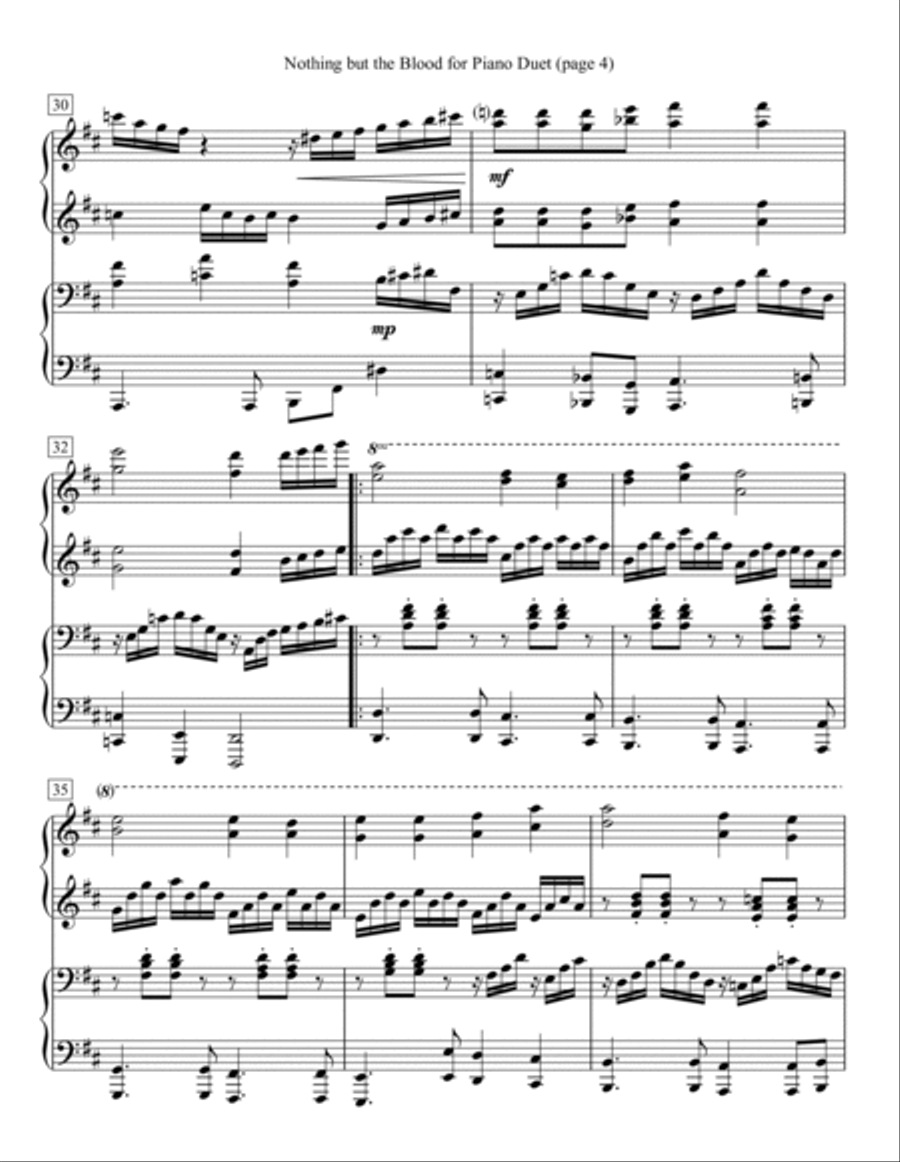 Nothing but the Blood for Piano Duet 1 Piano, 4-Hands scores gallery preview page 4