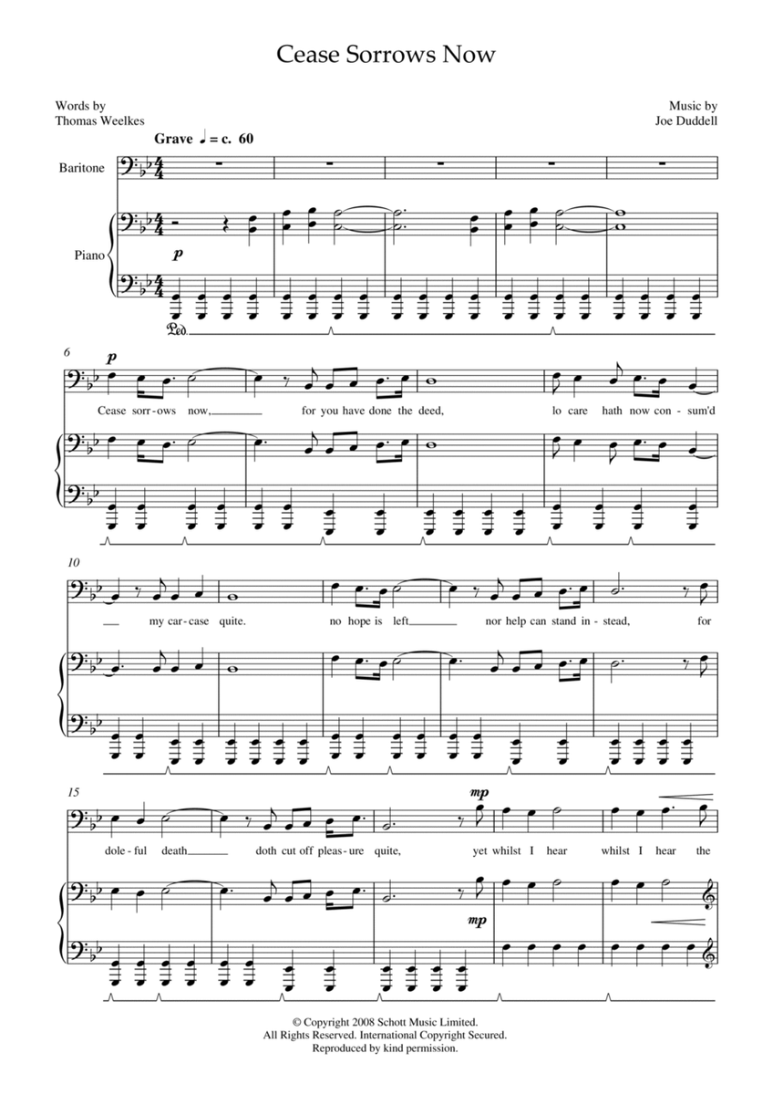 Cease Sorrows Now (for baritone and piano)