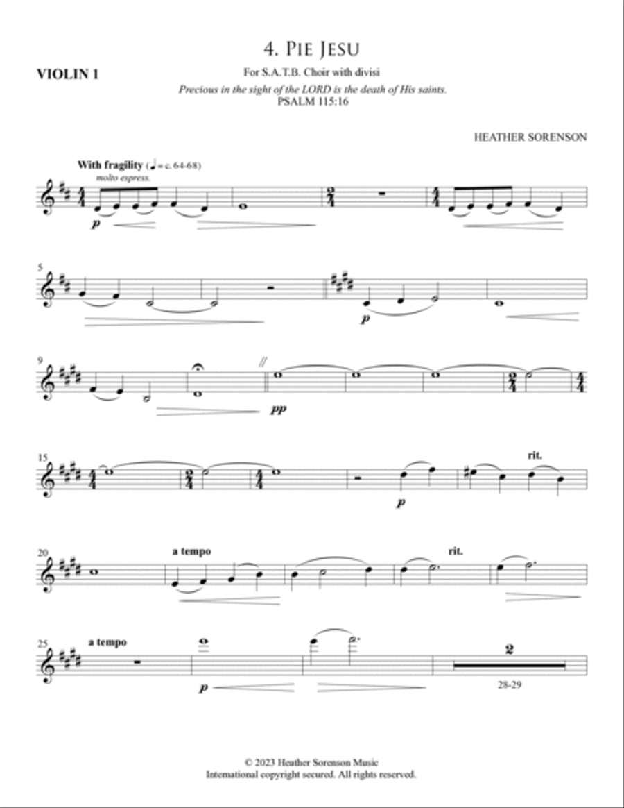 Requiem (Chamber Orchestra) - Violin 1 Choir scores gallery preview page 8
