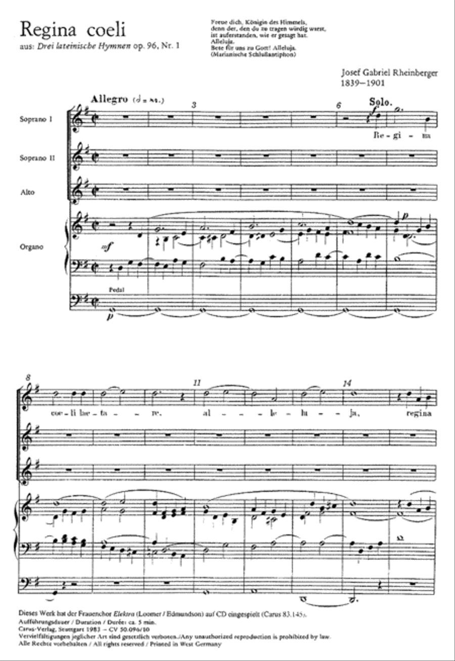 Regina coeli SSA scores gallery preview page 1
