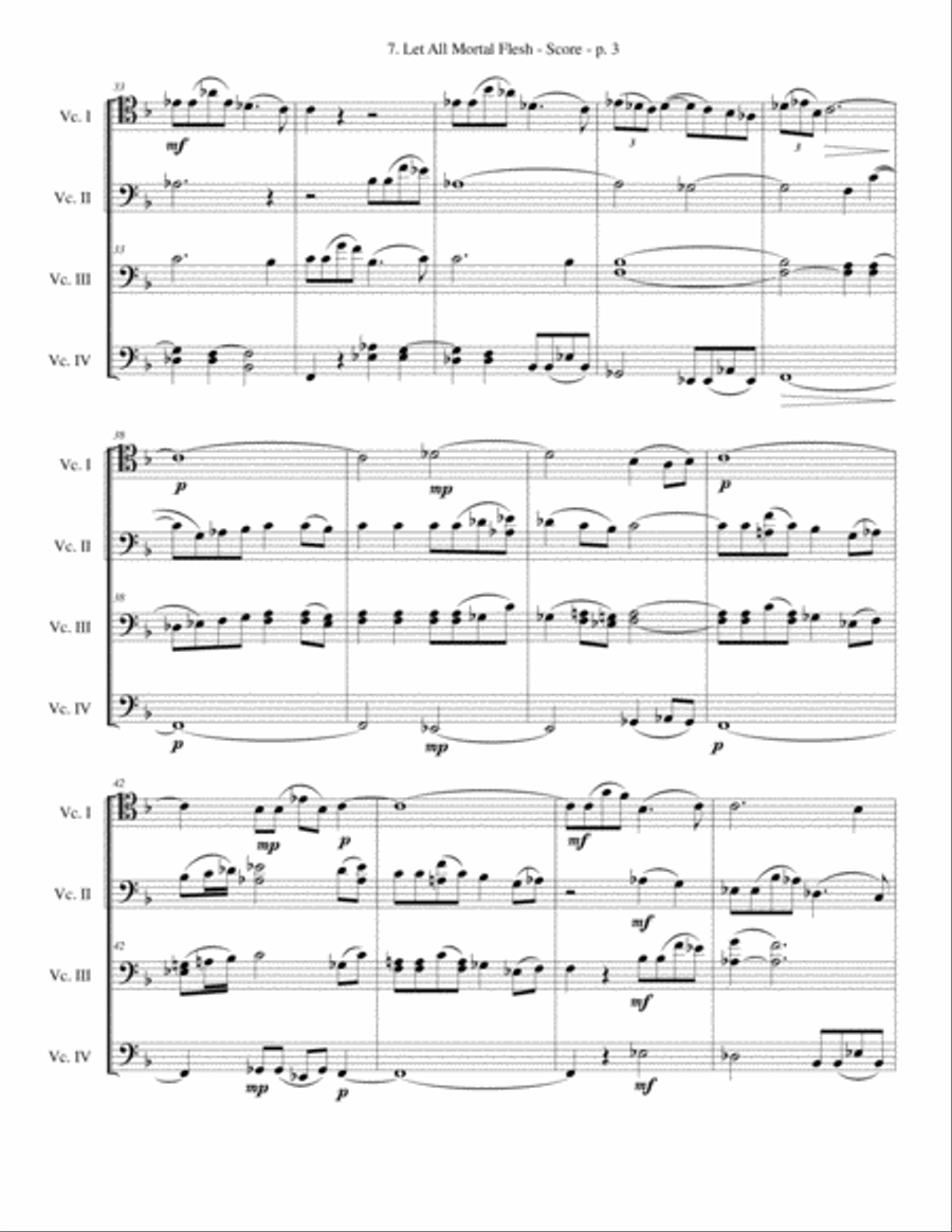 Let All Mortal Flesh CELLO Quartet - ADVANCED String Quartet scores gallery preview page 3