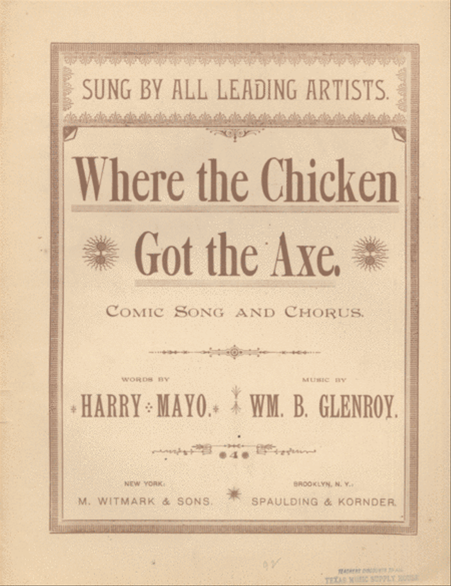 Where the Chicken Got the Axe. Comic Song and Chorus Choir scores gallery preview page 1