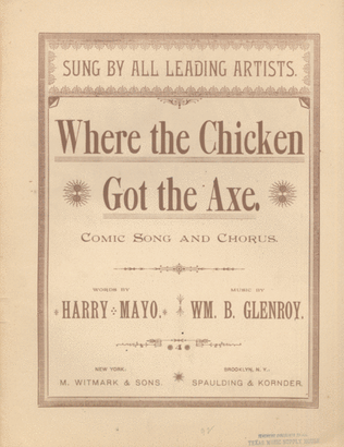 Book cover for Where the Chicken Got the Axe. Comic Song and Chorus