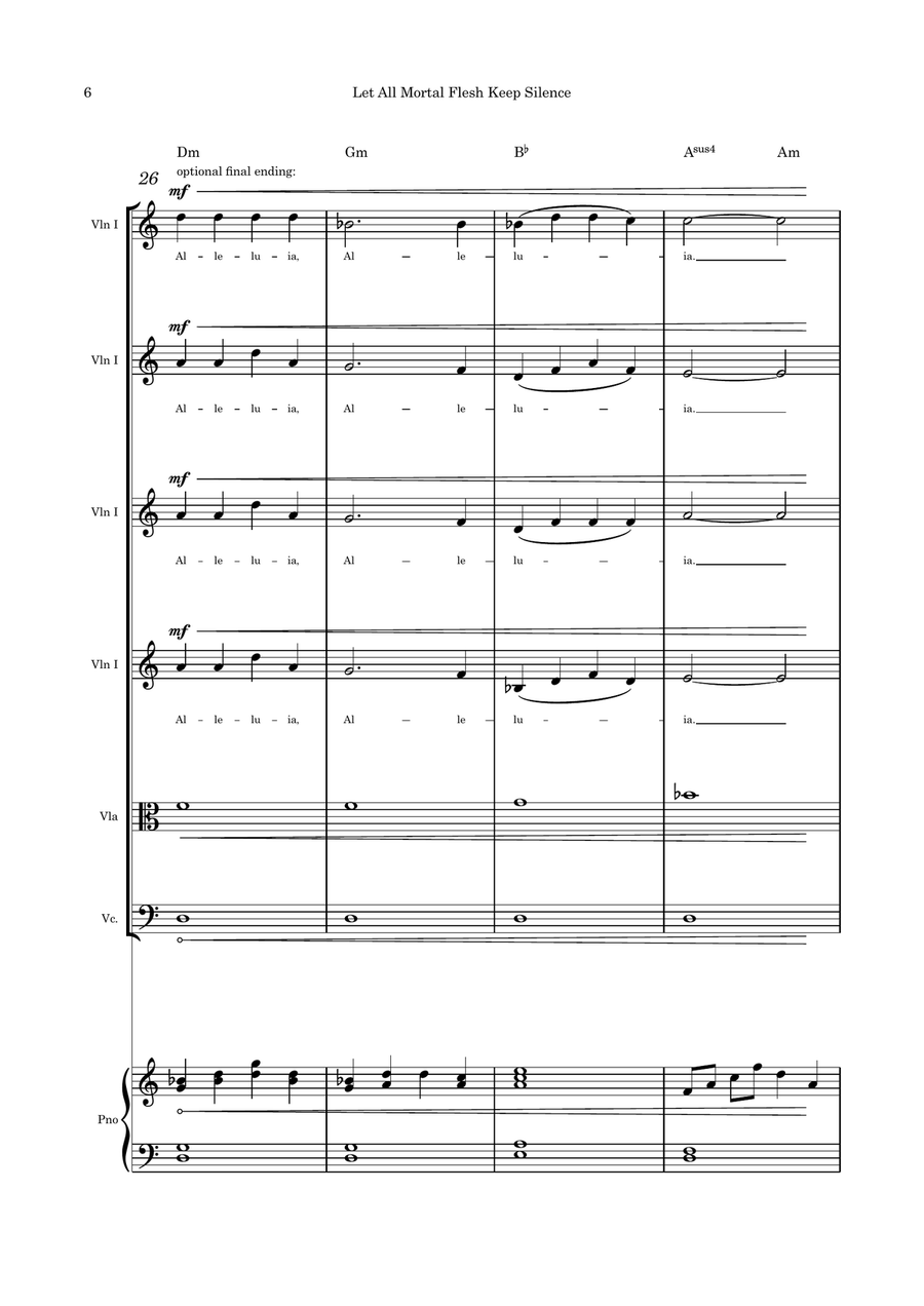 Let All Mortal Flesh Keep Silence 6 part strings and Piano Small Ensemble scores gallery preview page 6