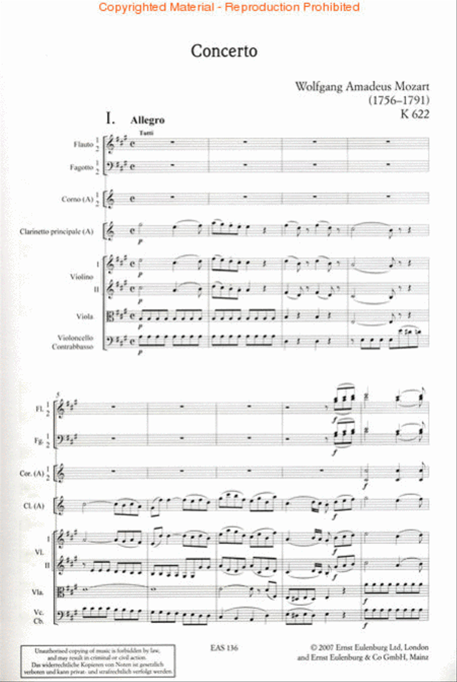 Clarinet Concerto in A Major KV 622 Orchestra scores gallery preview page 2