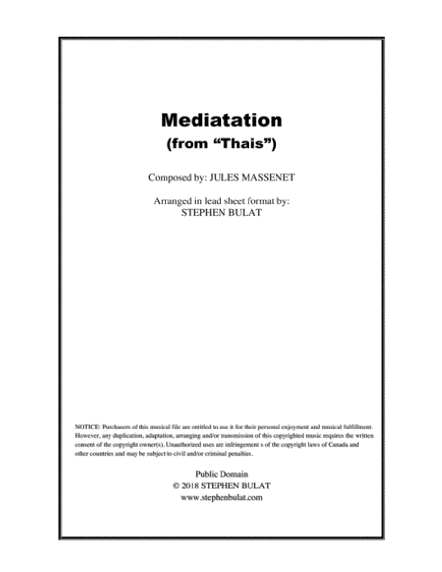 Meditation (from "Thais") by Massenet (key of Ab)