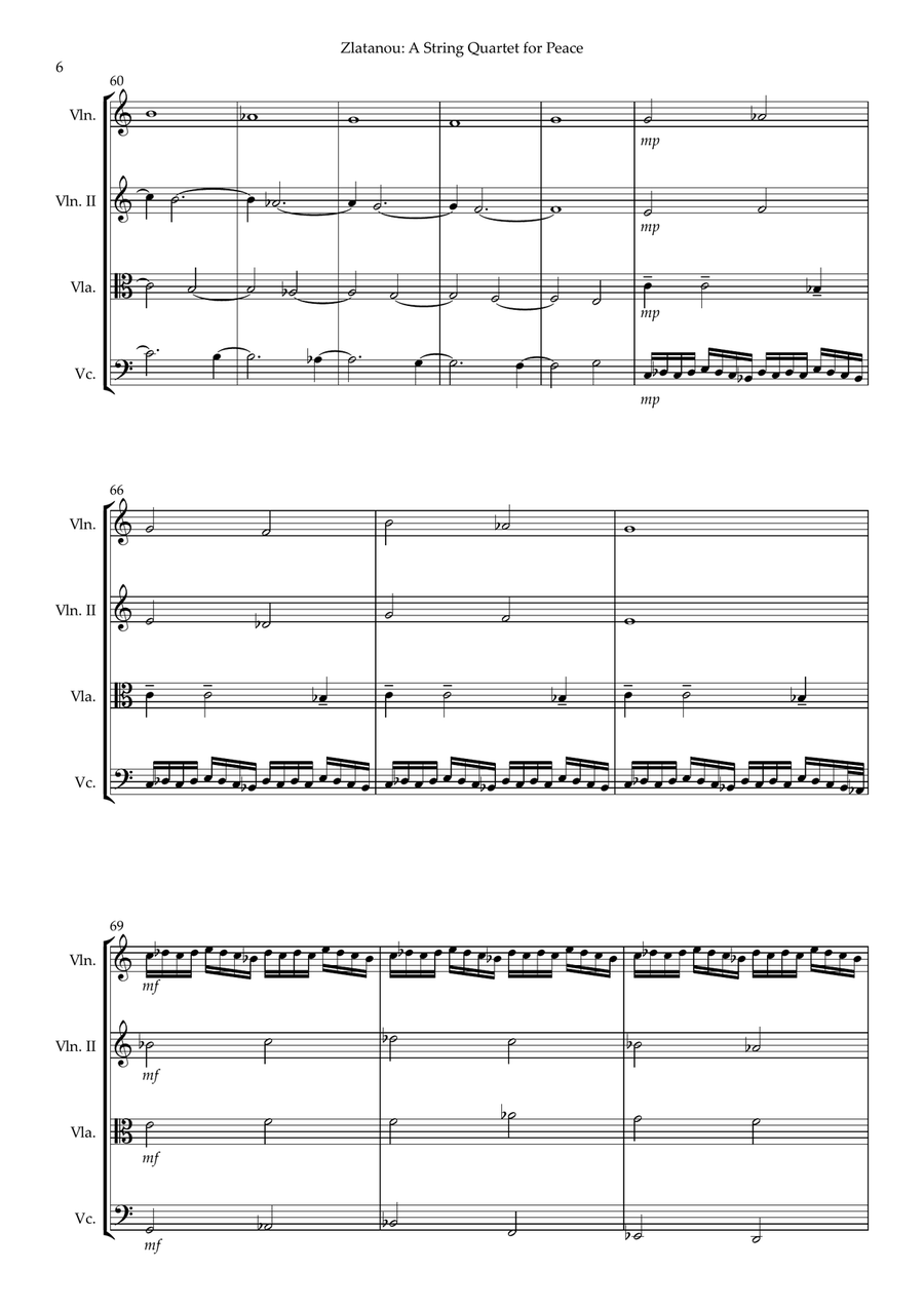A STRING QUARTET FOR PEACE String Quartet scores gallery preview page 6