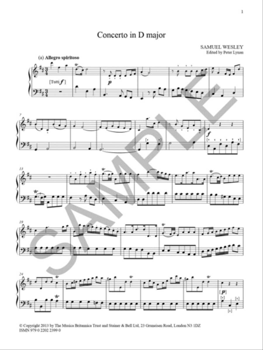 Concerto in D major. Solo Organ Part Organ scores gallery preview page 2