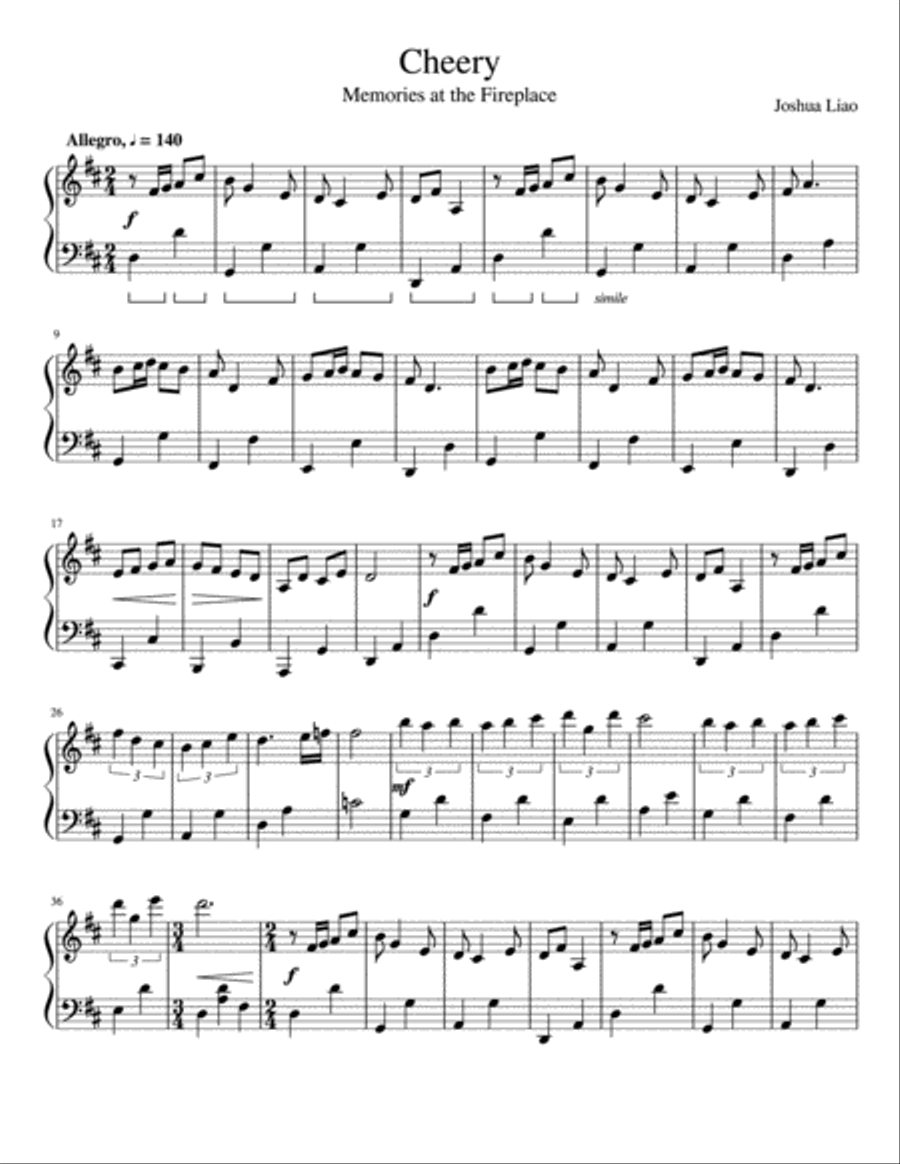 Cheery Piano Solo scores gallery preview page 1
