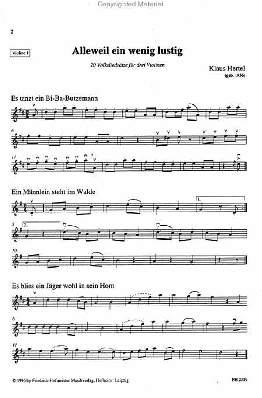 Alleweil ein wenig lustig Violin scores gallery preview page 2