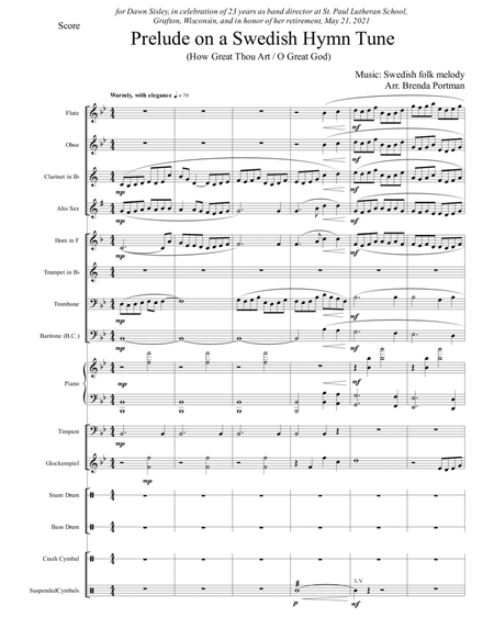 Prelude on a Swedish Hymn Tune (concert band grade 2.5), arr. Brenda Portman image number null