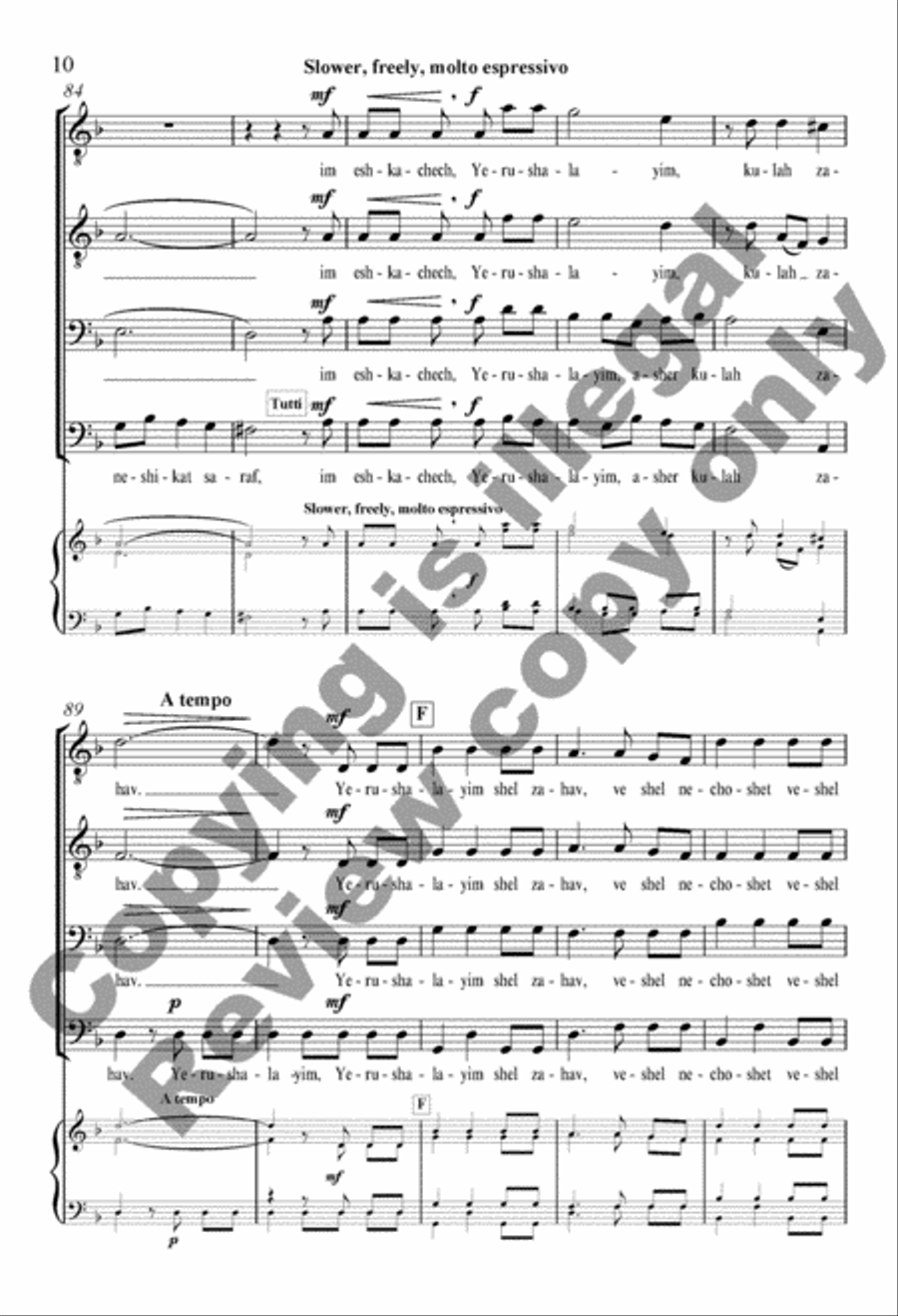 Yerushalayim Shel Zahav: (Jerusalem of Gold) TTBB scores gallery preview page 25
