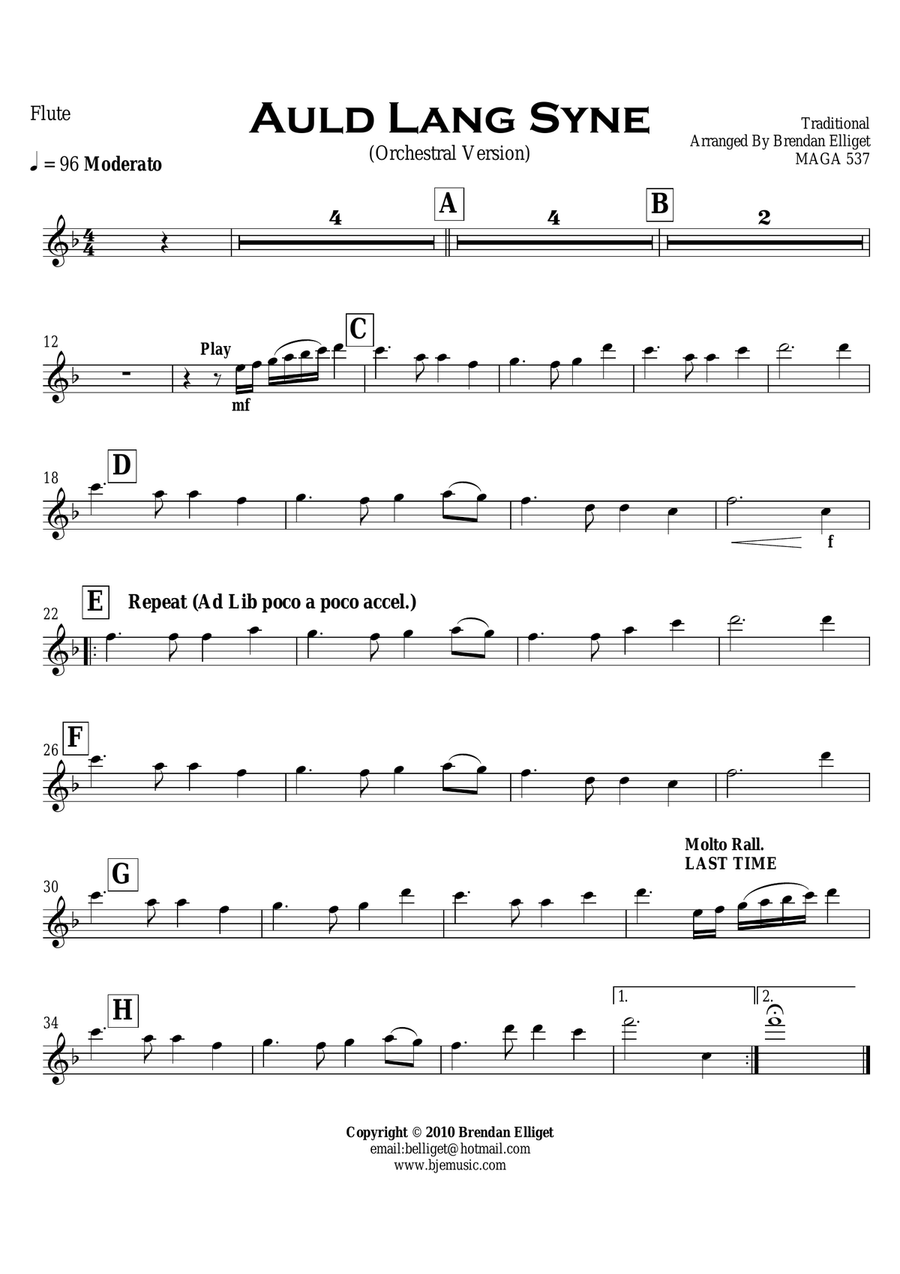 Auld Lang Syne - Orchestra Score and Parts image number null