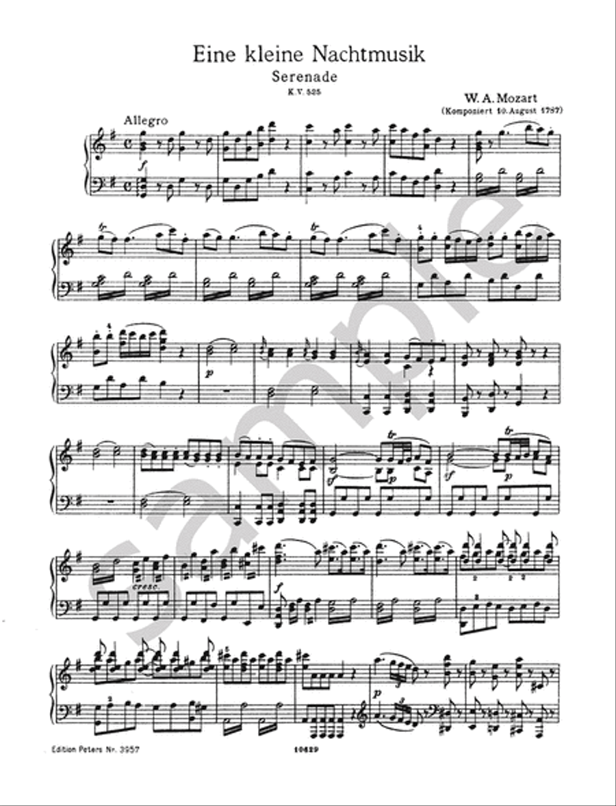 Serenade in G K525 Eine kleine Nachtmusik (Arranged for Piano)