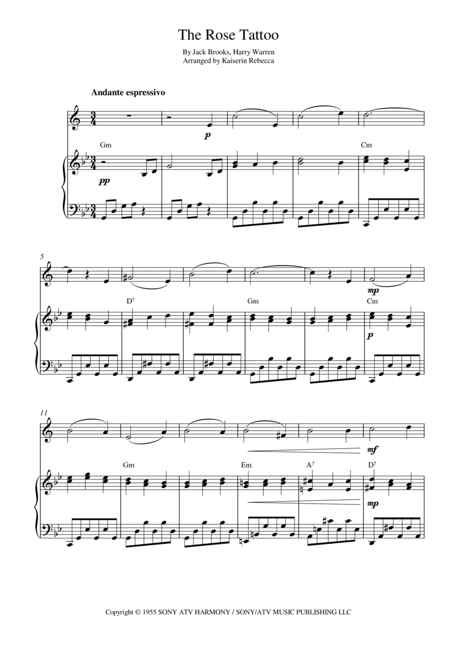 The Rose Tattoo (inspired By The Motion Picture) Clarinet Solo scores gallery preview page 1