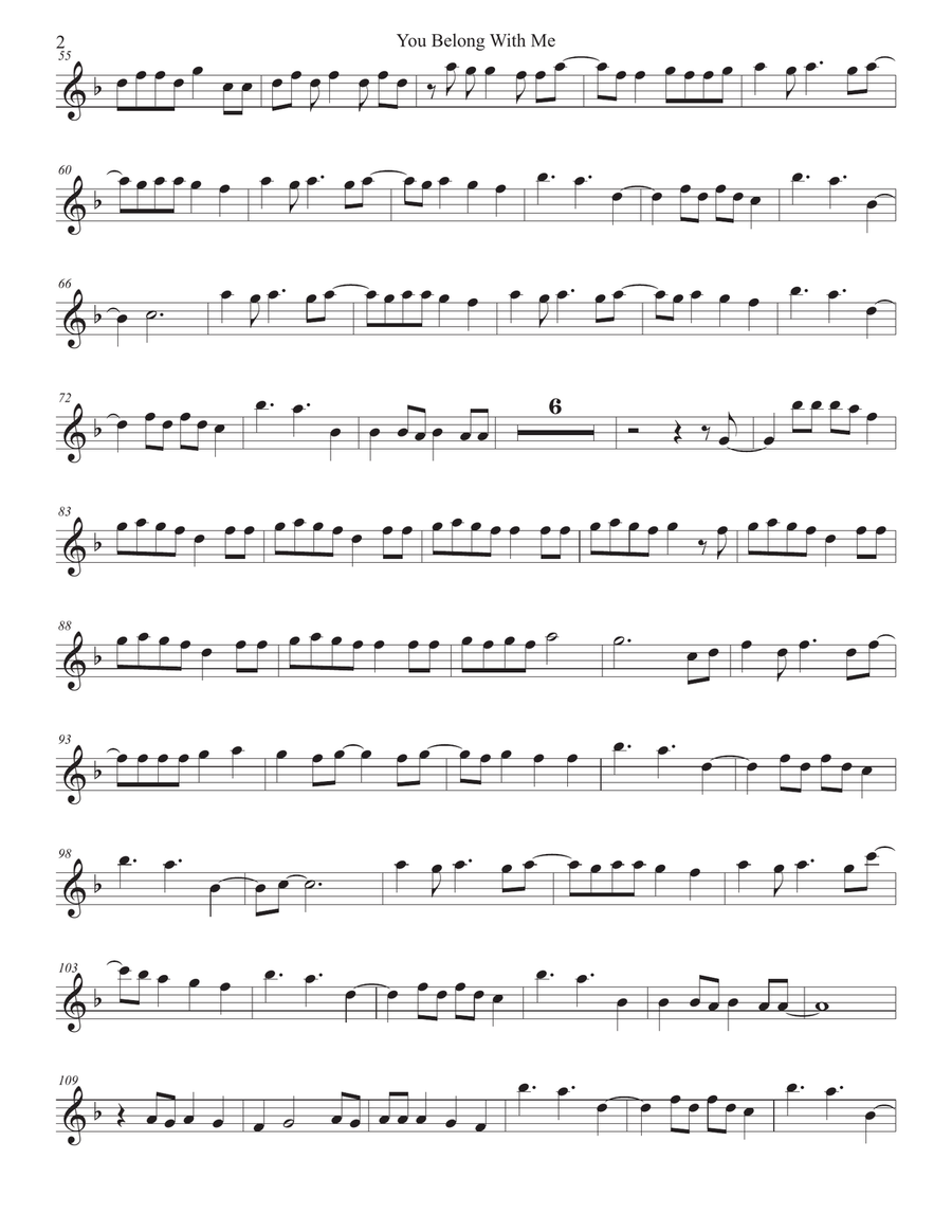 You Belong With Me Violin Solo scores gallery preview page 2
