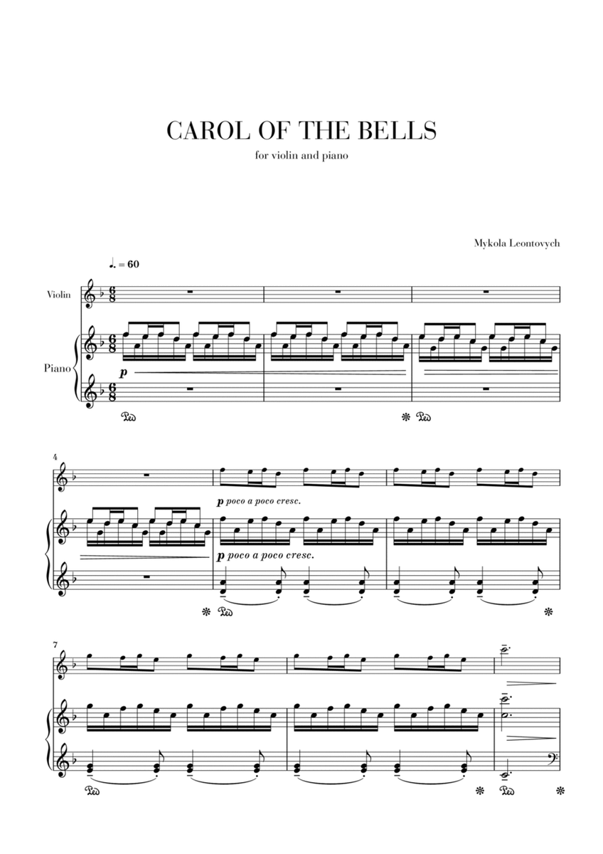 Carol of The Bells - Violin and Piano image number null