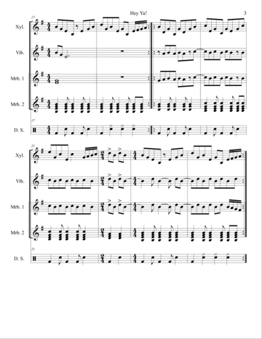 Hey Ya! Percussion Ensemble scores gallery preview page 3