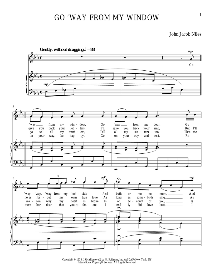 Go 'Way From My Window Go 'Way From My Window Soprano Voice scores gallery preview page 1