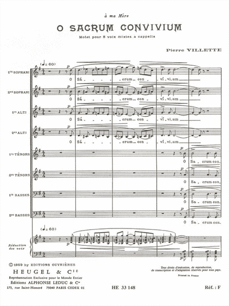 O Sacrum Convivium Op.27 (choral-mixed A Cappella)
