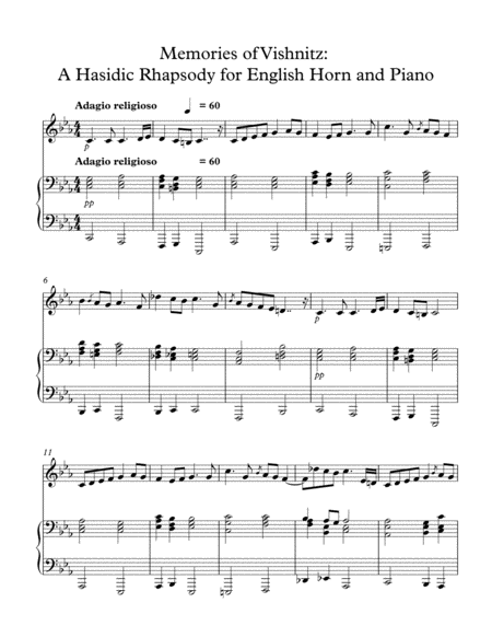 Memories of Vishnitz: A Hasidic Rhapsody for English Horn and Piano