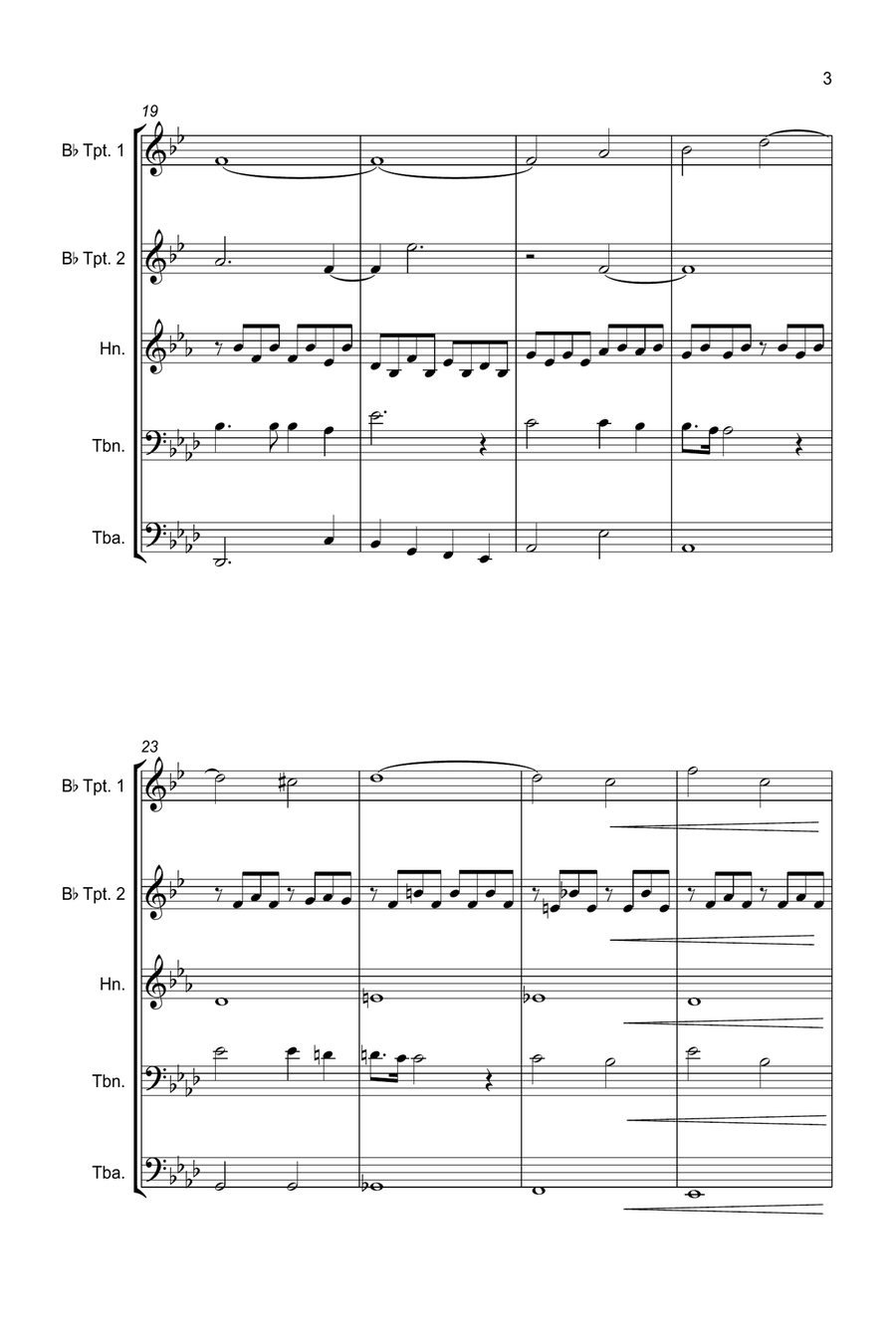 Panis Angelicus - brass quintet, featuring trombone solo Brass Quintet scores gallery preview page 5