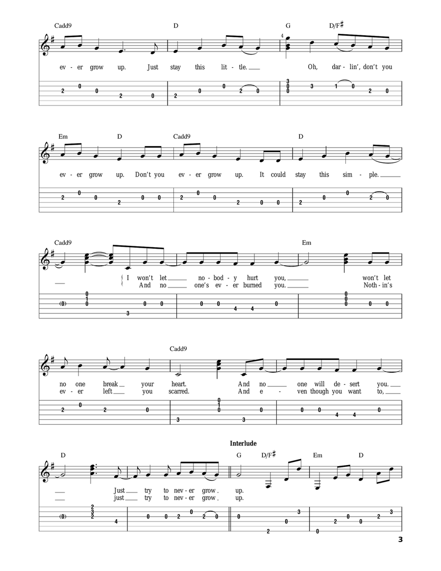 Never Grow Up Acoustic Guitar scores gallery preview page 3