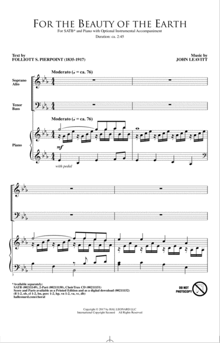 For The Beauty Of The Earth 4-Part scores gallery preview page 1