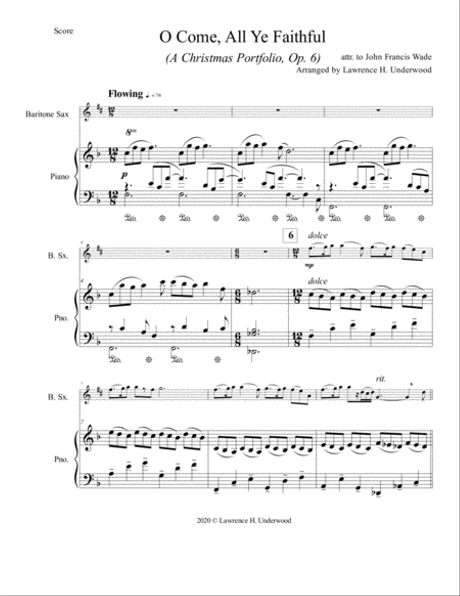 O Come, All Ye Faithful for Solo Bari Saxophone Baritone Saxophone scores gallery preview page 2