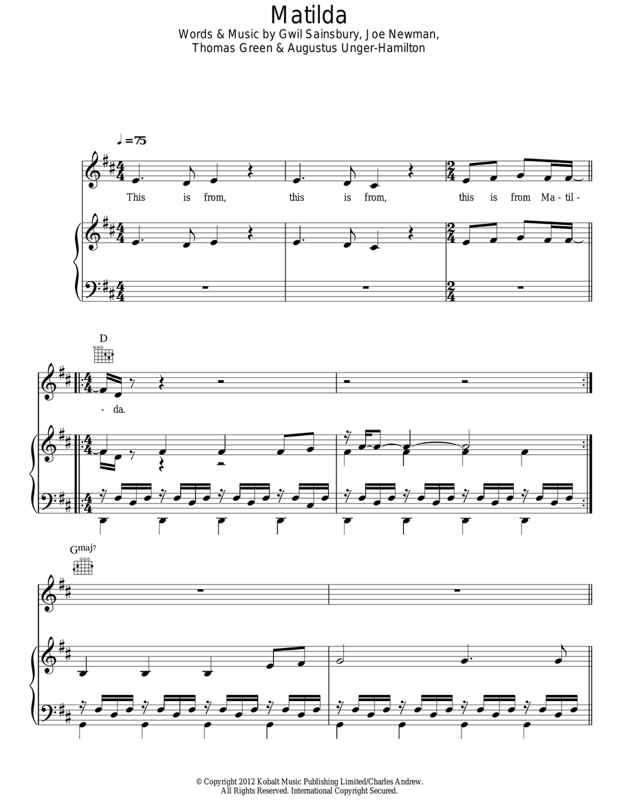 Matilda Acoustic Guitar scores gallery preview page 1